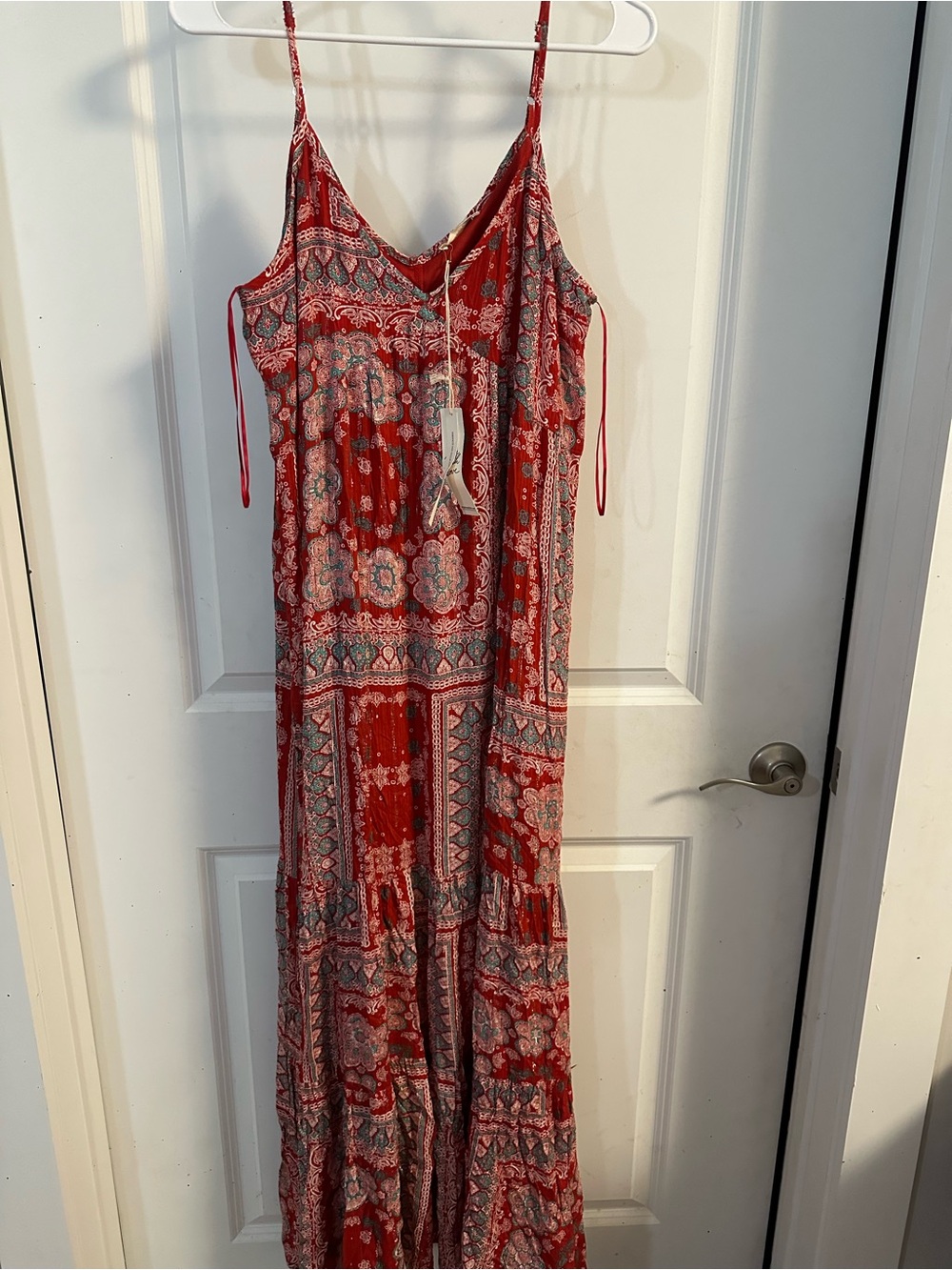 lovestitch Red Paisley Print Dress with Turquoise Accents